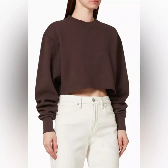 Good American Cropped Cotton Sweatshirt Size 4 - Picture 1 of 8